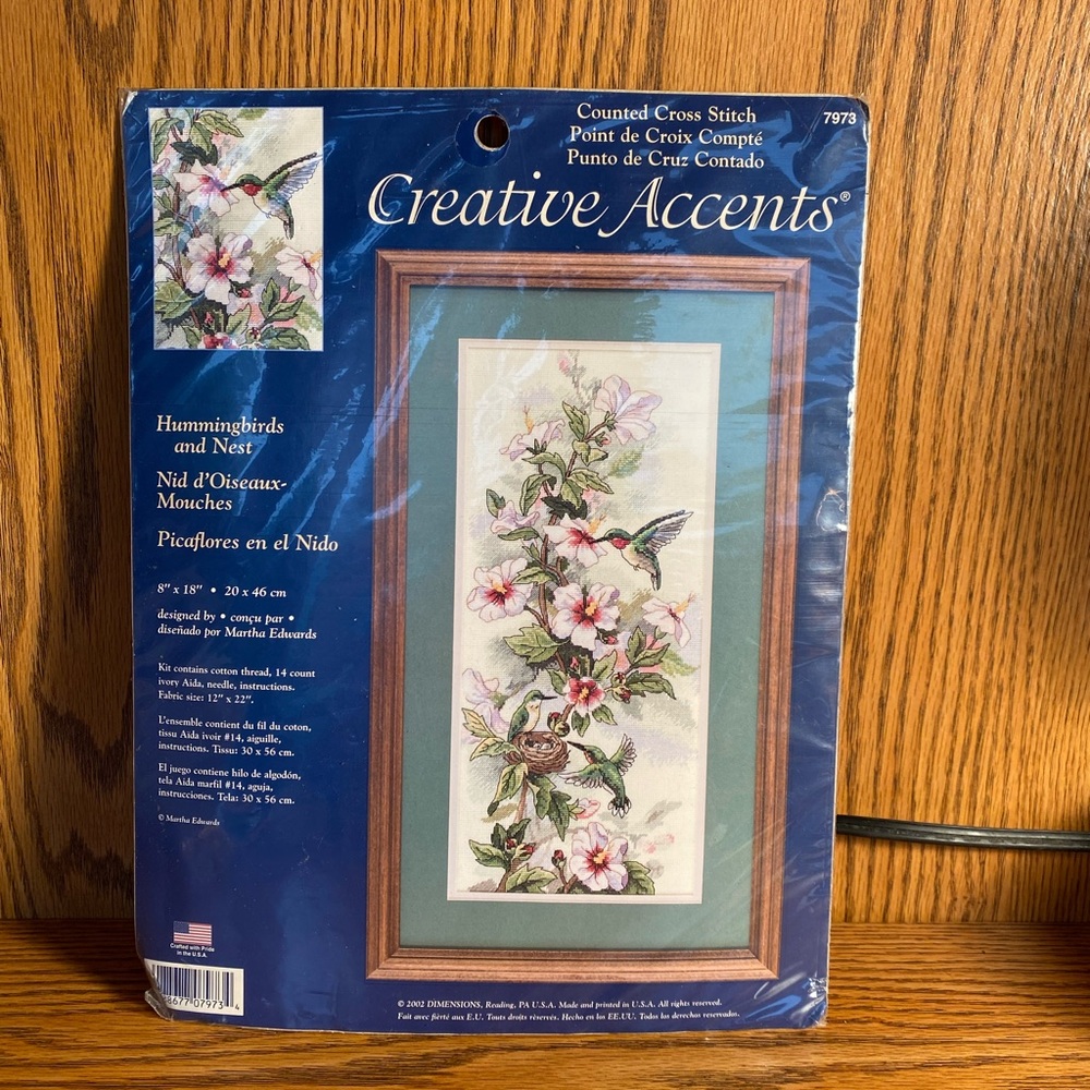 Cross Stitch, hummingbirds. 8x18